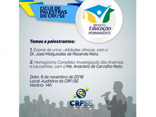 CRF/SE PROMOVE CICLO DE PALESTRAS NO MÊS DE NOVEMBRO