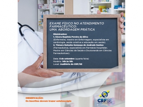 CRF/SE PROMOVE CURSO SOBRE EXAME FÍSICO NO ATENDIMENTO FARMACÊUTICO