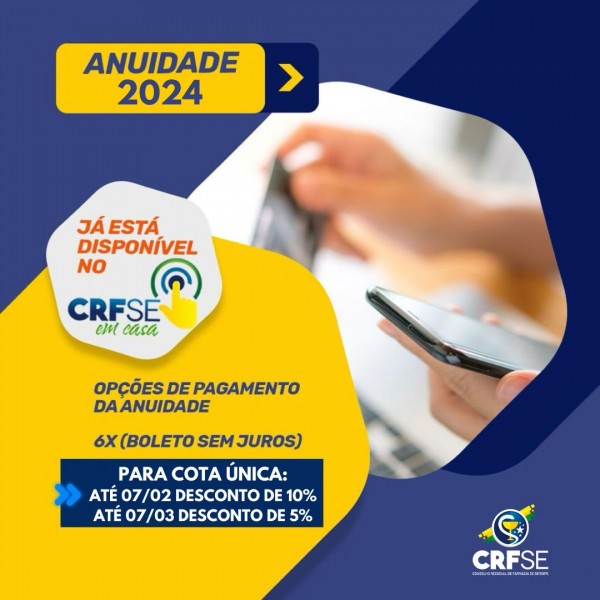 Anuidade 2024 já está disponível; desconto para pagamento em cota única