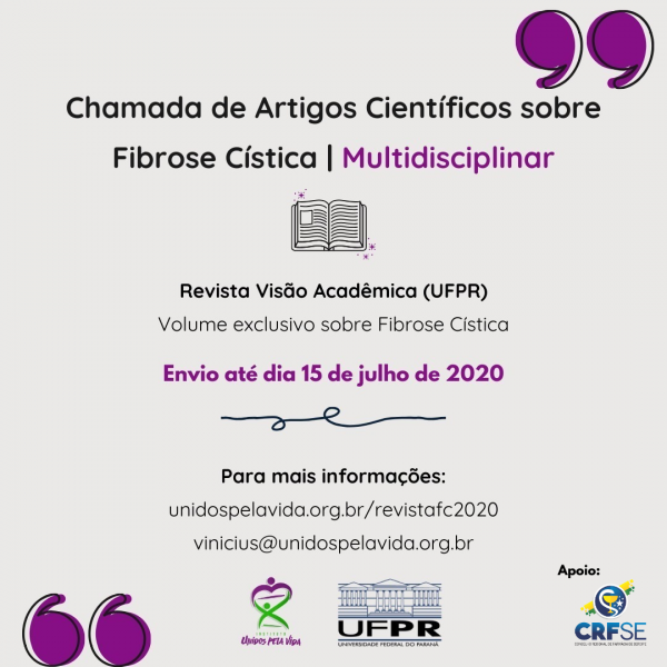 CRF/SE DIVULGA CHAMADA DE ARTIGOS CIENTÍFICOS SOBRE FIBROSE CÍSTICA