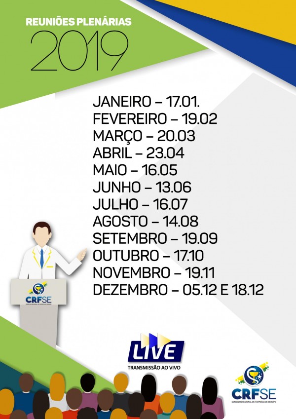 CALENDÁRIO DAS REUNIÕES PLENÁRIAS DE 2019