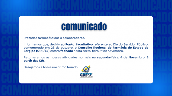 Aviso de Fechamento - Ponto Facultativo do Dia do Servidor Público