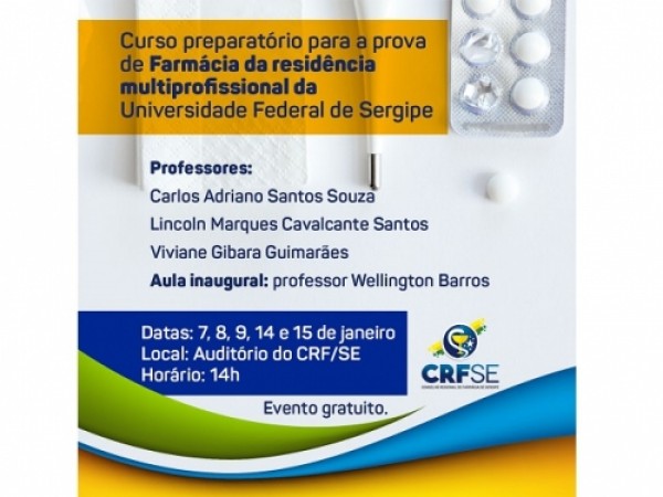 CRF/SE REALIZA CURSO PREPARATÓRIO PARA A PROVA DE FARMÁCIA DA RESIDÊNCIA MULTIPROFISSIONAL DA UFS