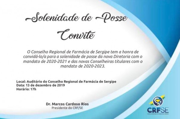 CRF/SE CONVIDA A TODOS PARA A SOLENIDADE DE POSSE