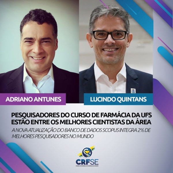 PESQUISADORES DO CURSO DE FARMÁCIA DA UFS ESTÃO ENTRE OS MELHORES CIENTISTAS DA ÁREA