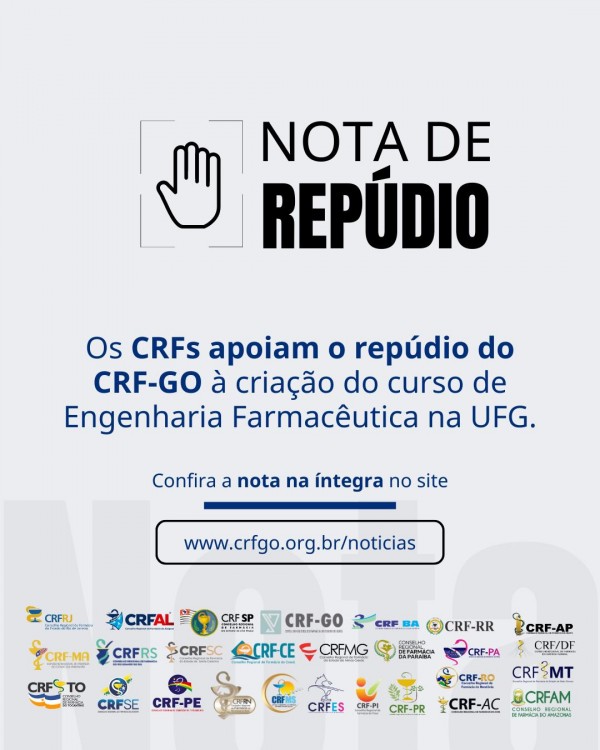 CRFs apoiam CRF-GO em repúdio à criação do curso de Engenharia Farmacêutica na UFG