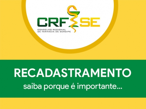 RECADASTRAMENTO CRF-SE PRAZO ATÉ 20 DE SETEMBRO