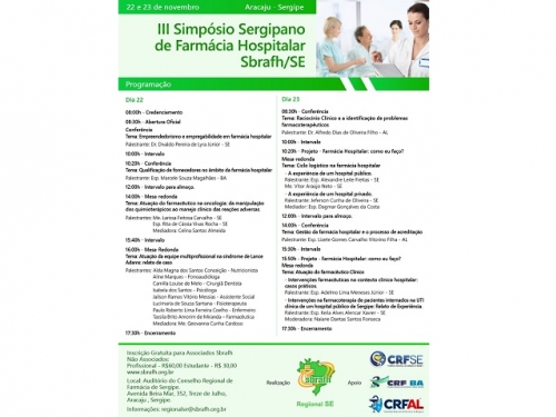 III SIMPÓSIO SERGIPANO DE FARMÁCIA HOSPITALAR DA SBRAFH-SE